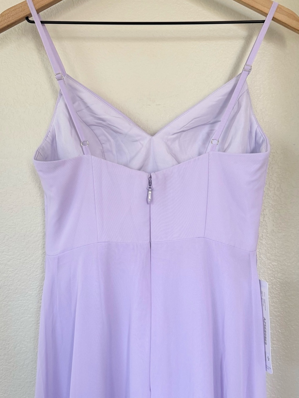 AZAZIE NWT 2 A2 Emerald Chiffon Gown Dress in Lilac • V-Neck High Slit Flowy - Picture 6 of 16